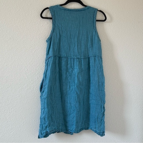 C&C California Lot of 2 Women’s Dress 100% Linen Small Pink Turquoise Summer - Picture 2 of 14